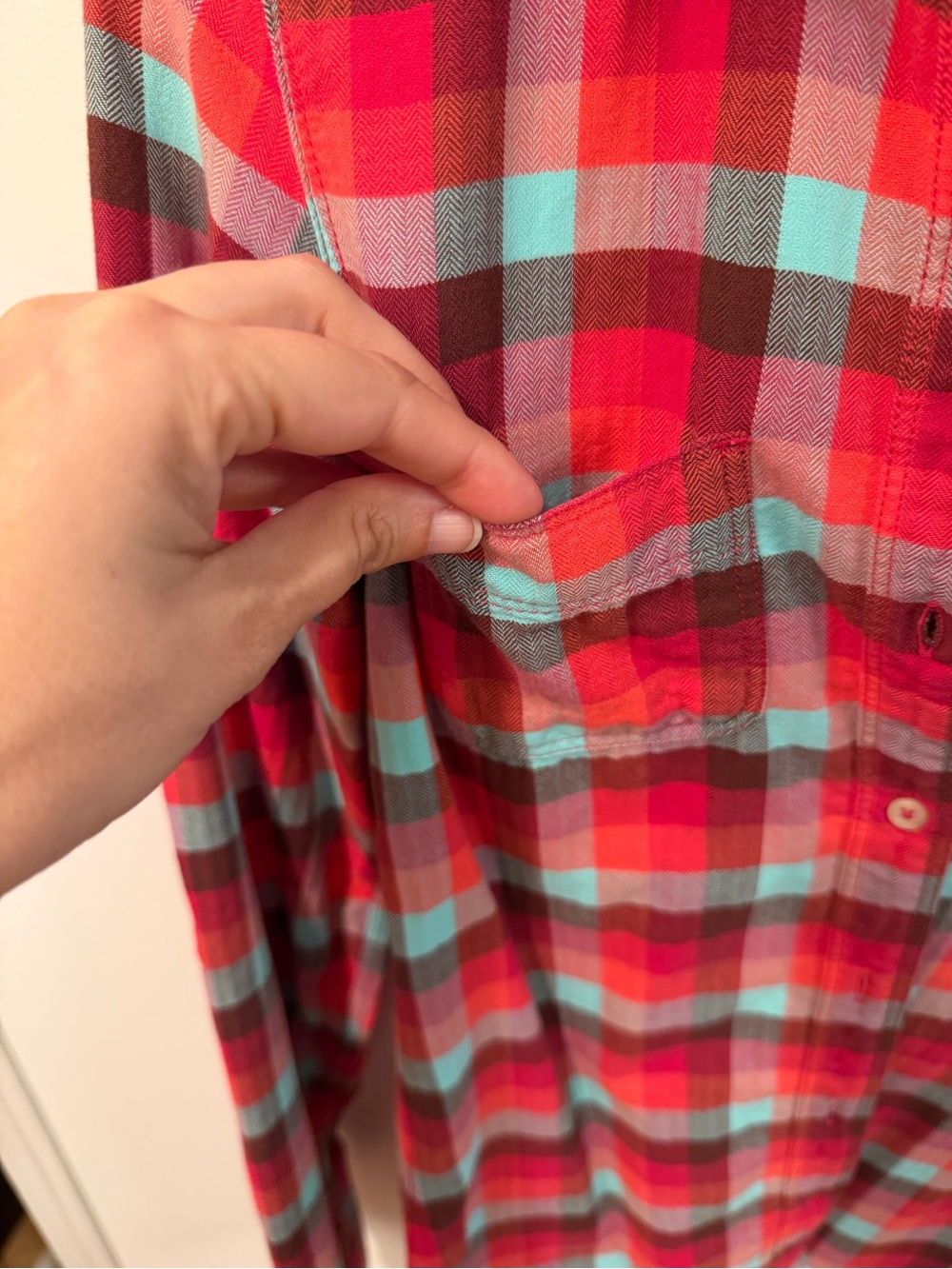 The North Face Plaid Button Front Hiking Flannel Shirt XS - Picture 5 of 7